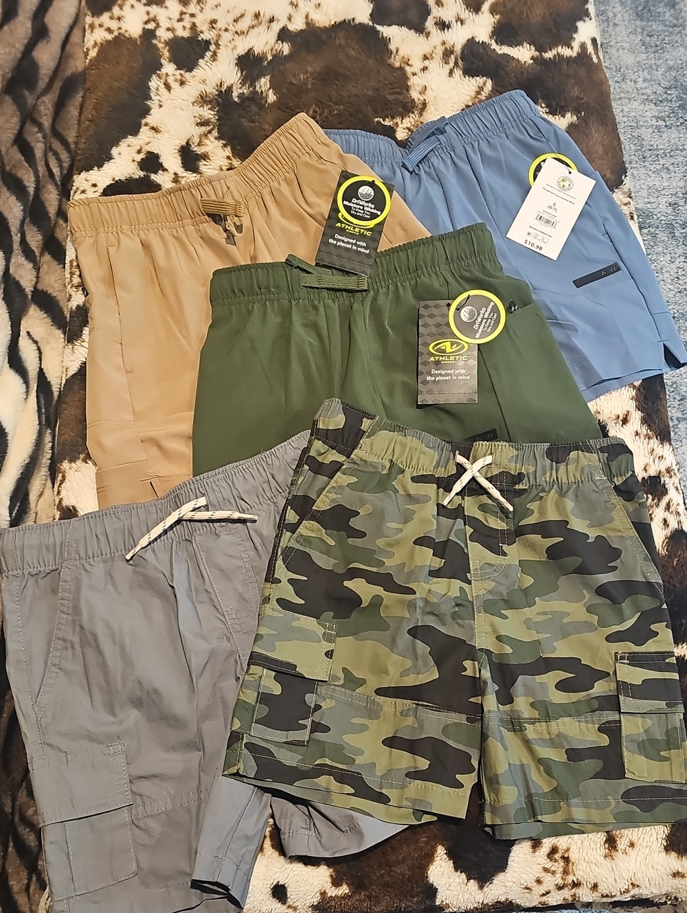 Kids' Cargo Shorts Pack - Camo, Olive, Tan, Blue, Gray